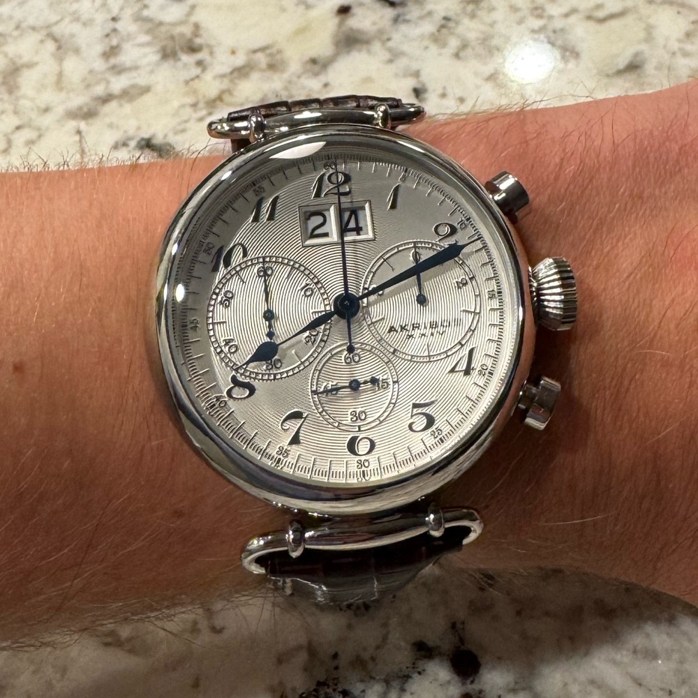 AKRIBOS XXIV Chronograph White Dial Brown Leather Watch